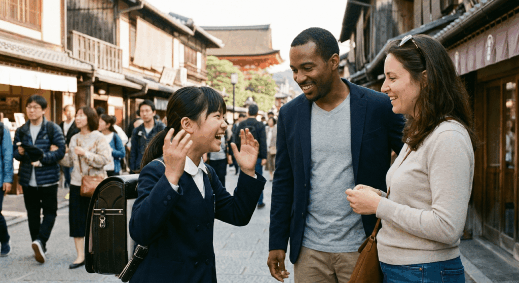 英語で話し合う人達