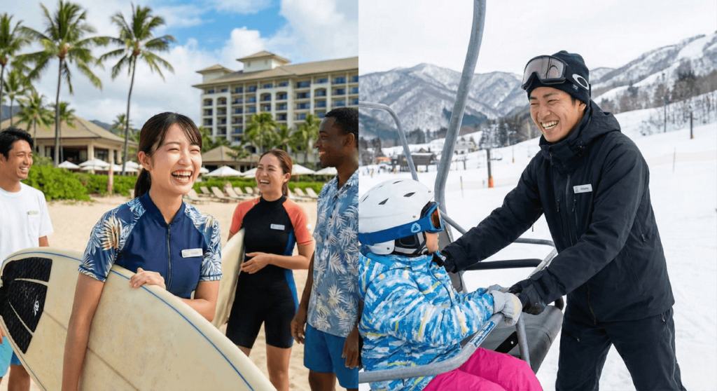 観光スポットで仕事