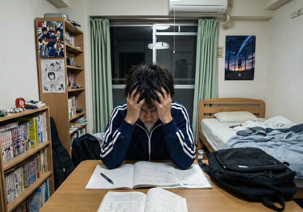 勉強に悩む中学生