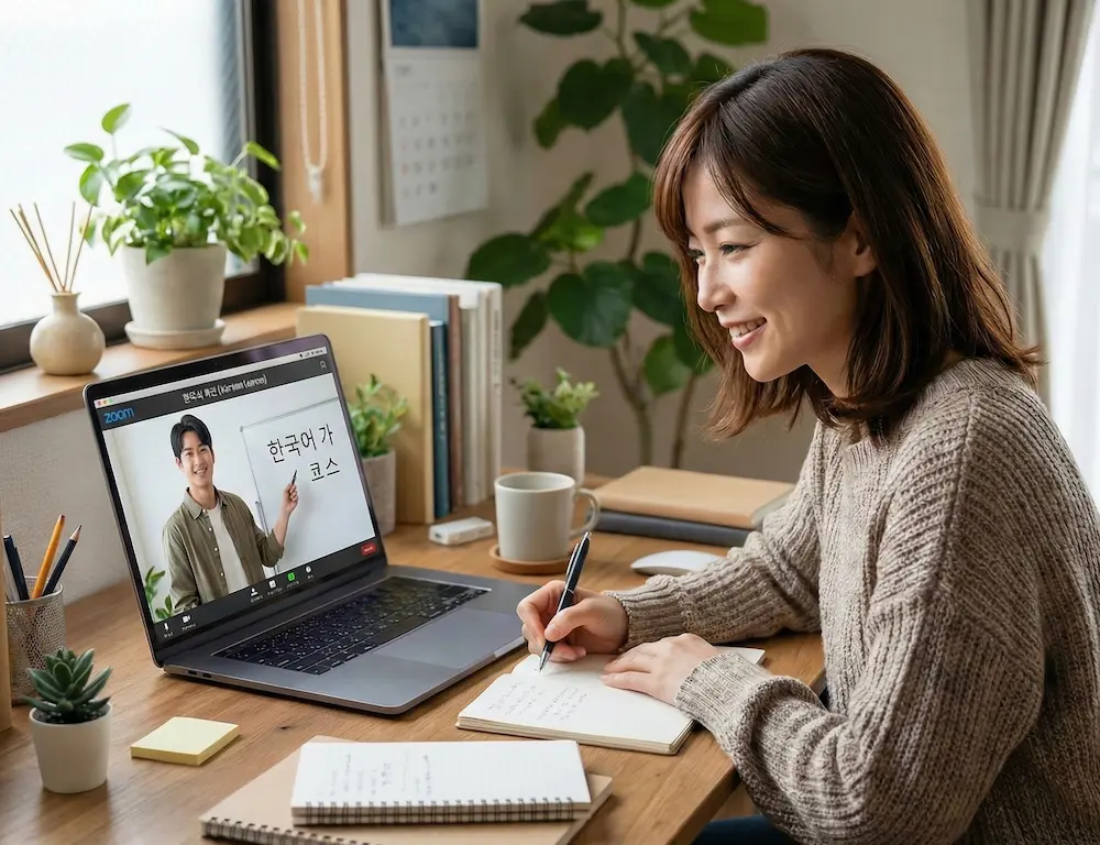 オンラインで学ぶ女性