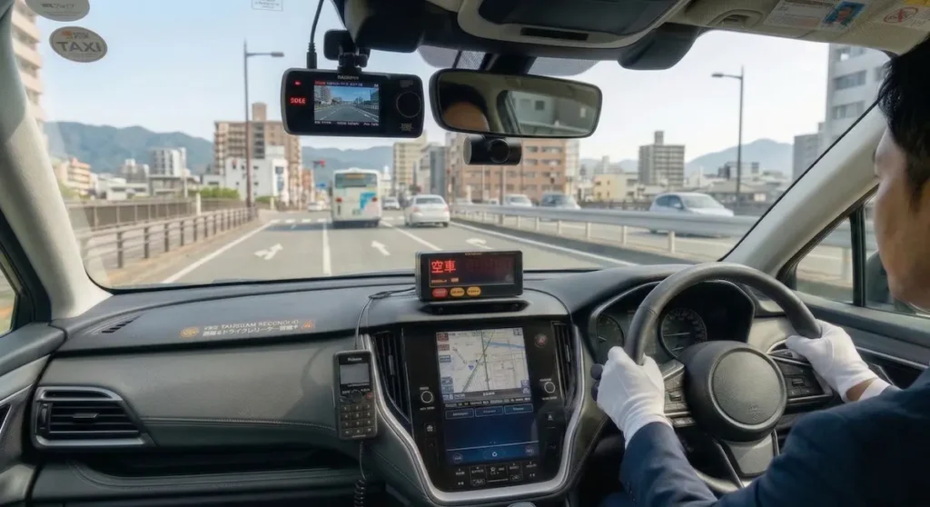 タクシーの車内